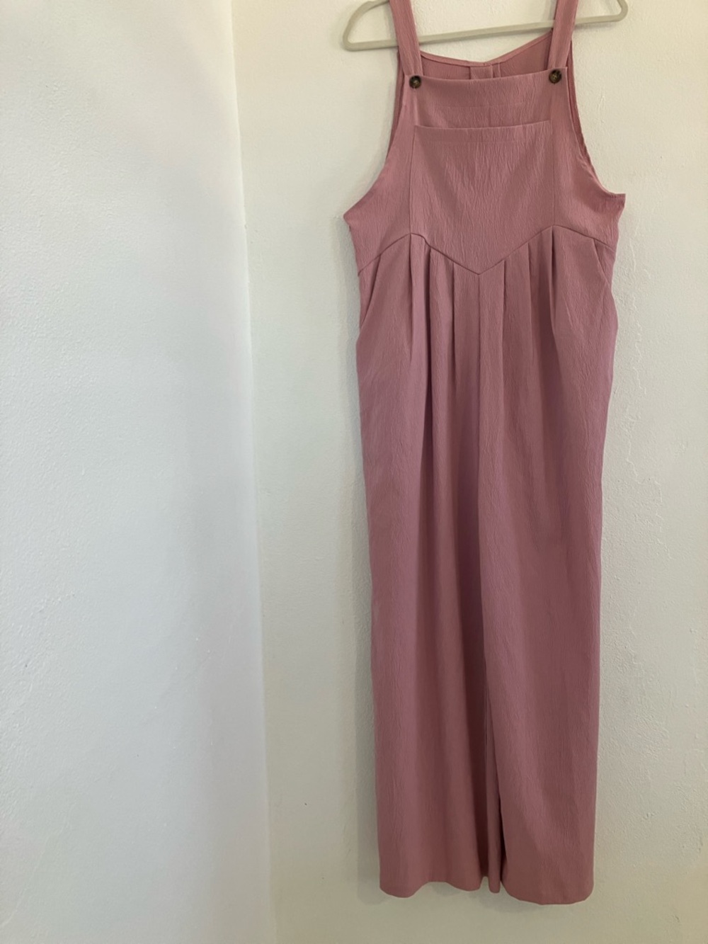Unbranded Sleeveless Mauve Pink Wide-Leg Overall Jumpsuit Front Pocket